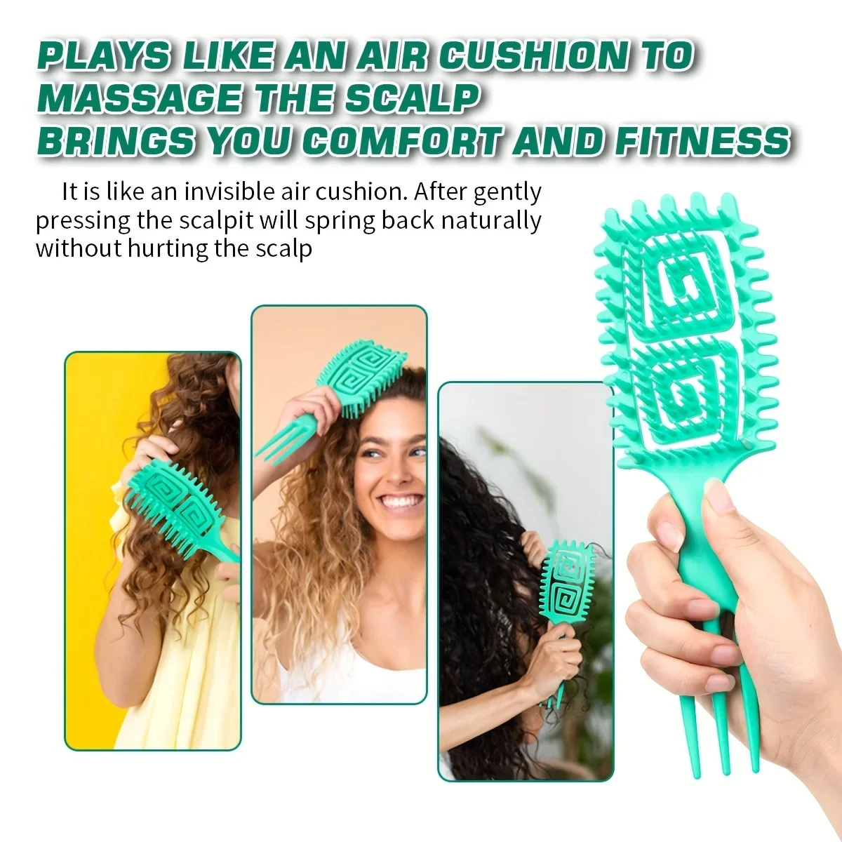 1pc Wet Curly Hair Brush, Defining Curl Detangler, for Blow Drying, Trident Handle Reduced Hair Pulling, Styling Tool Man Woman