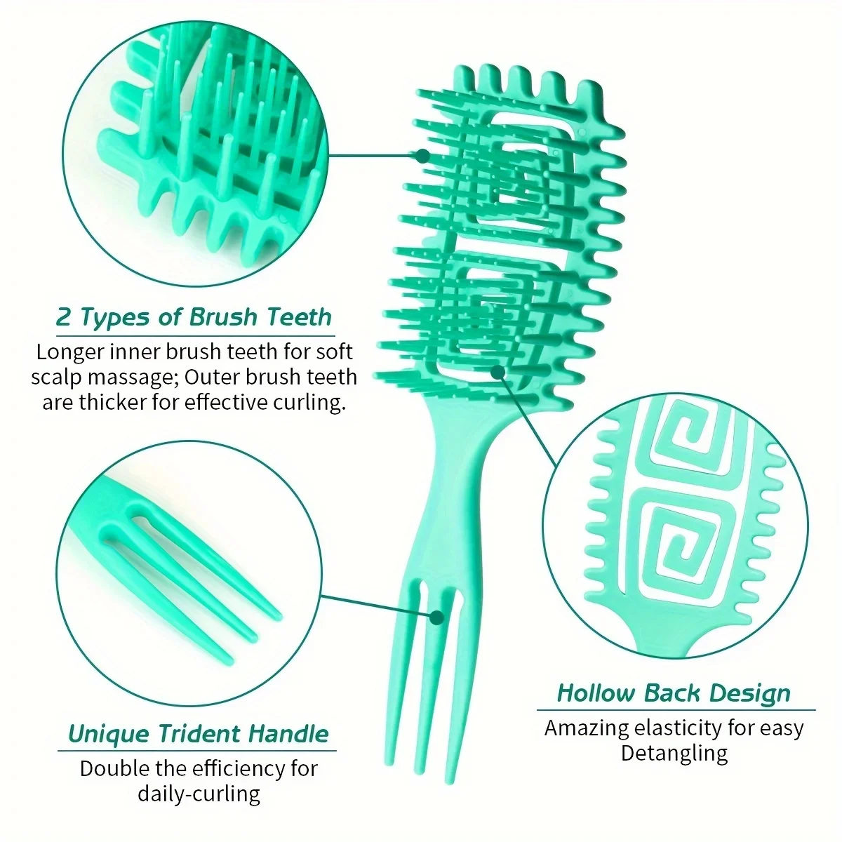 1pc Wet Curly Hair Brush, Defining Curl Detangler, for Blow Drying, Trident Handle Reduced Hair Pulling, Styling Tool Man Woman