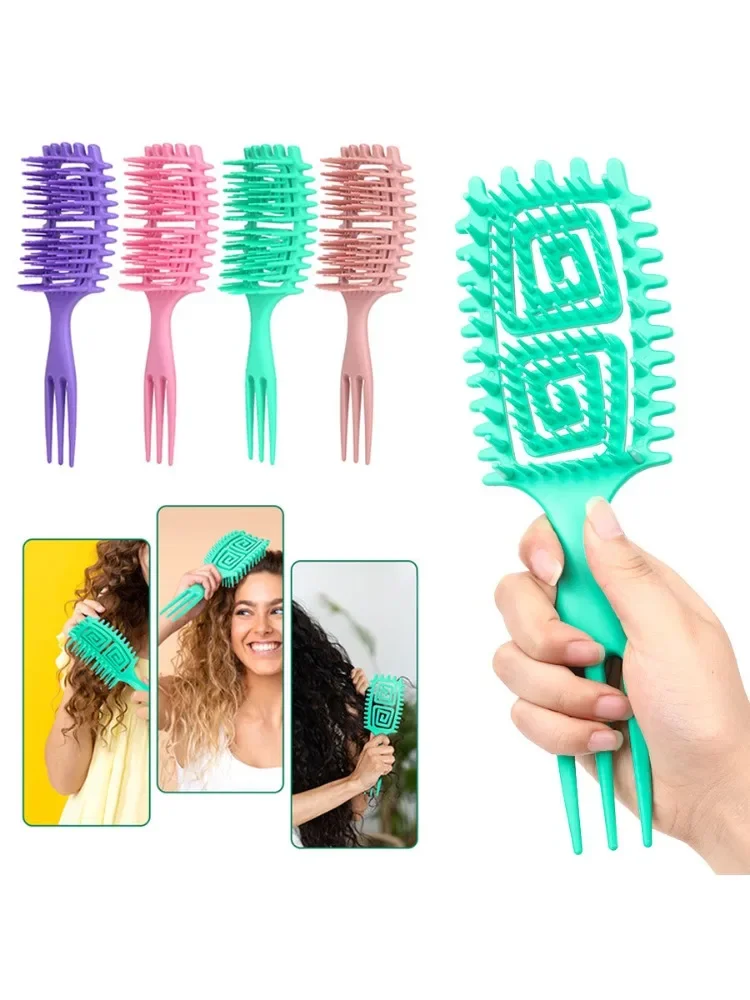 1pc Wet Curly Hair Brush, Defining Curl Detangler, for Blow Drying, Trident Handle Reduced Hair Pulling, Styling Tool Man Woman
