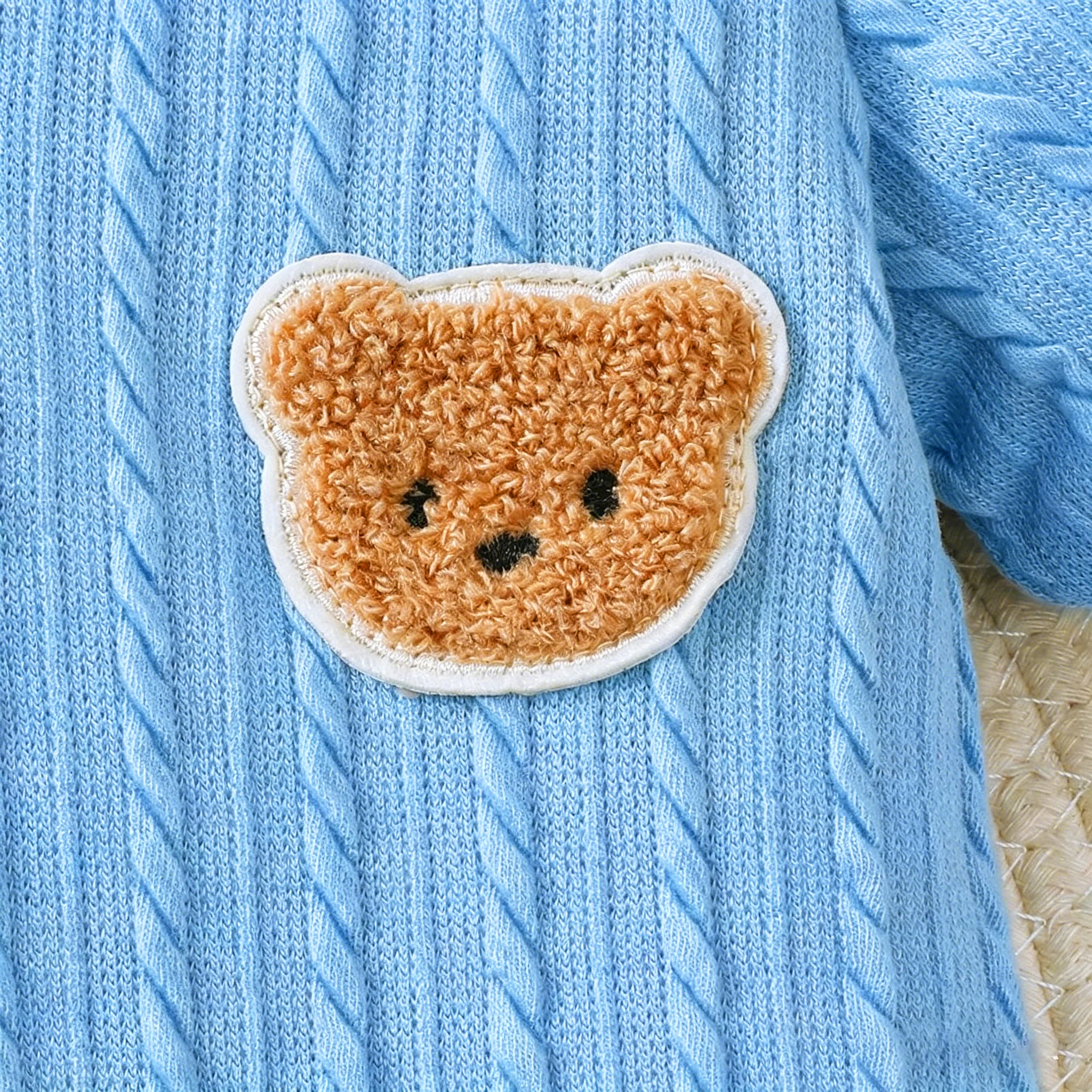 Newborn Baby Boy Bodysuit Lapel Collar Cartoon Bear Short-Sleeved Bodysuit for 0-18 Months Old Cute Baby Boys' Summer Clothing