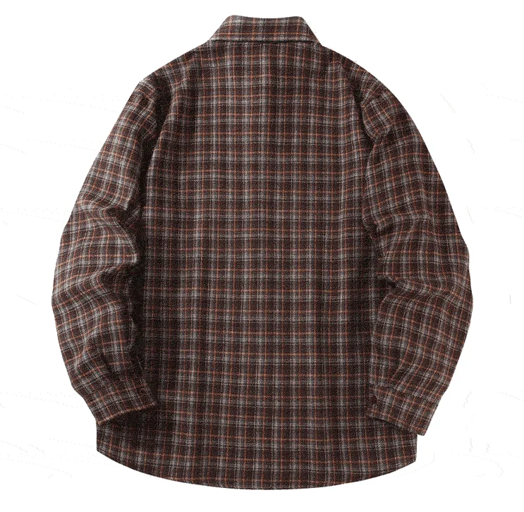 2026 Spring And Autumn New Loose Plaid Shirt Men’s Long Sleeve Button Shirt Casual Flannel Shirt Street Style Top
