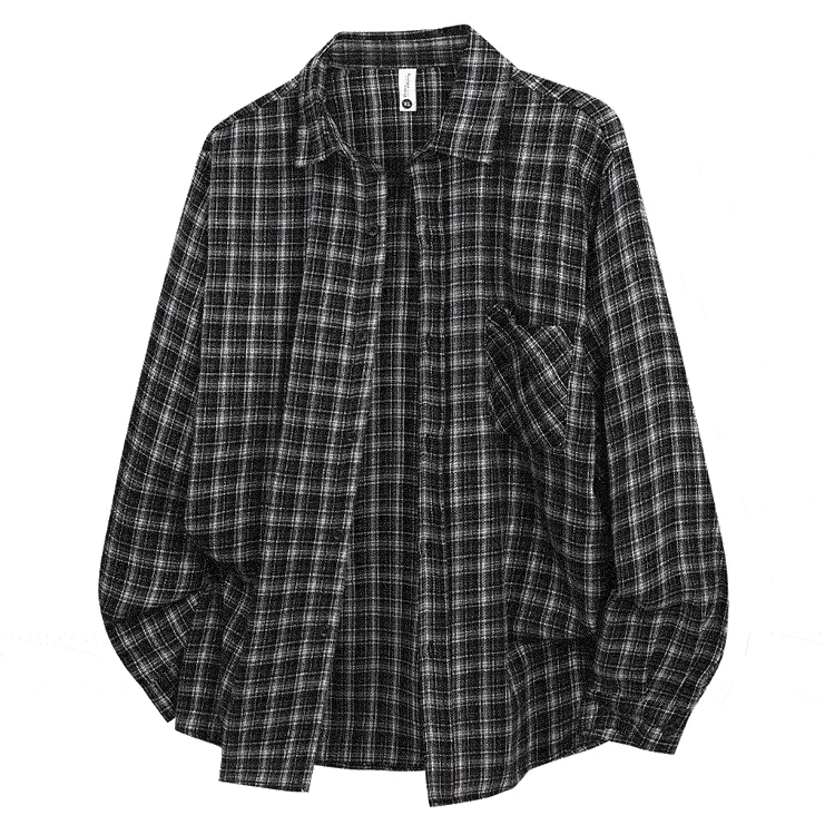 2026 Spring And Autumn New Loose Plaid Shirt Men’s Long Sleeve Button Shirt Casual Flannel Shirt Street Style Top