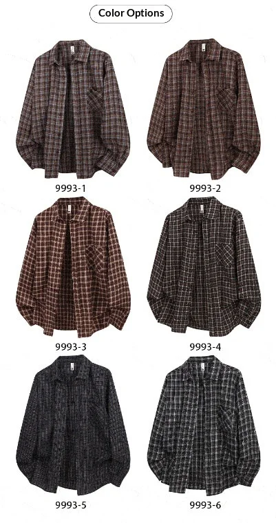 2026 Spring And Autumn New Loose Plaid Shirt Men’s Long Sleeve Button Shirt Casual Flannel Shirt Street Style Top