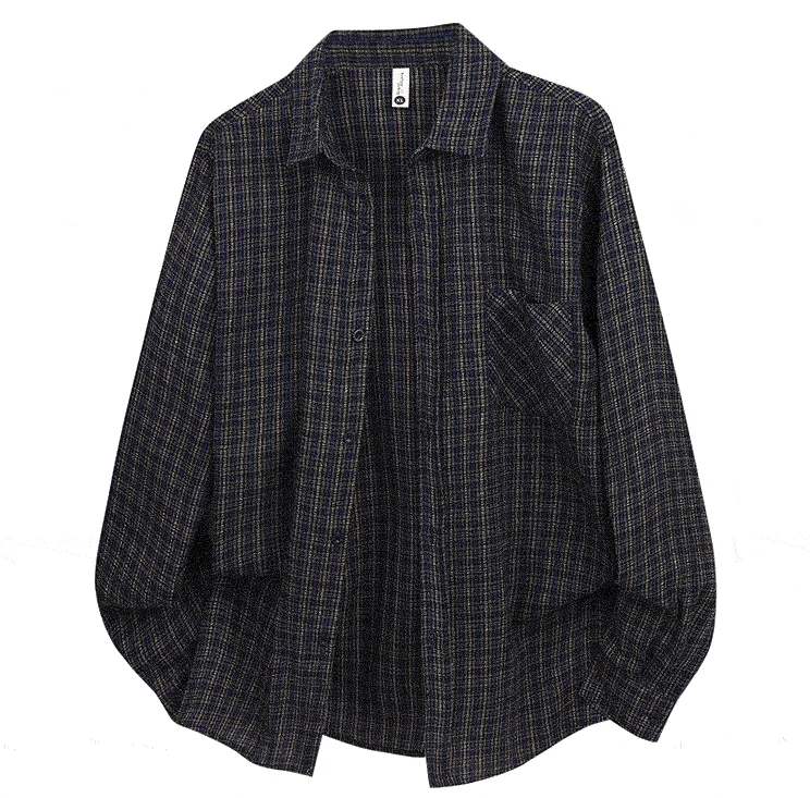 2026 Spring And Autumn New Loose Plaid Shirt Men’s Long Sleeve Button Shirt Casual Flannel Shirt Street Style Top