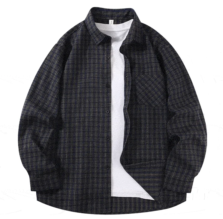 2026 Spring And Autumn New Loose Plaid Shirt Men’s Long Sleeve Button Shirt Casual Flannel Shirt Street Style Top