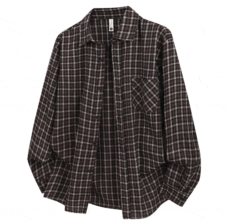 2026 Spring And Autumn New Loose Plaid Shirt Men’s Long Sleeve Button Shirt Casual Flannel Shirt Street Style Top