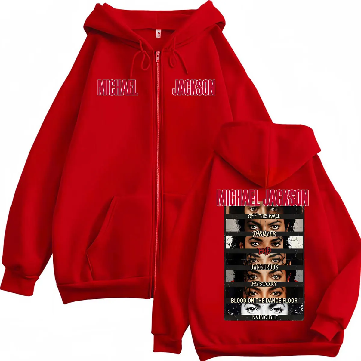 Michael Jackson King of Pop Album Cover Zip Up Hoodies Men Women Harajuku Hip Hop Jacket Sweatshirts Casual Fleece Zipper Hoodie