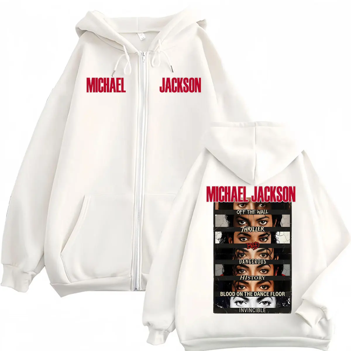 Michael Jackson King of Pop Album Cover Zip Up Hoodies Men Women Harajuku Hip Hop Jacket Sweatshirts Casual Fleece Zipper Hoodie