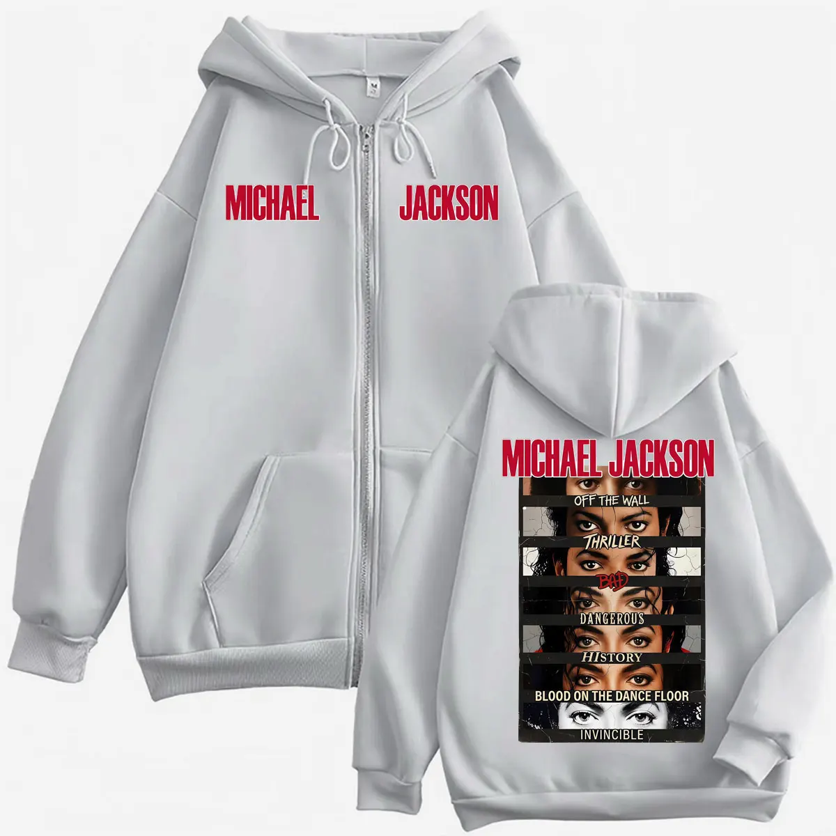 Michael Jackson King of Pop Album Cover Zip Up Hoodies Men Women Harajuku Hip Hop Jacket Sweatshirts Casual Fleece Zipper Hoodie