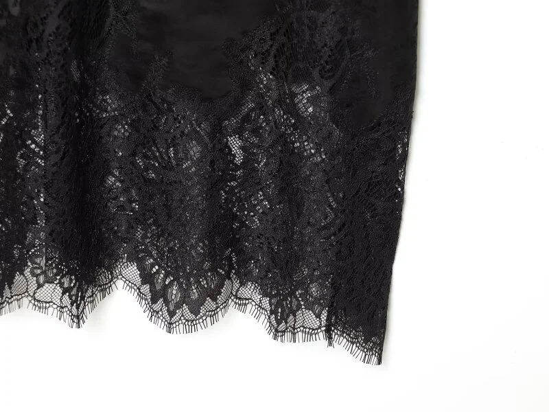 2026 Summer Women Black Lace Cami Top Deep V Neck Hollow Out Sheer Spaghetti Strap Camisole Fashion Casual Streetwear