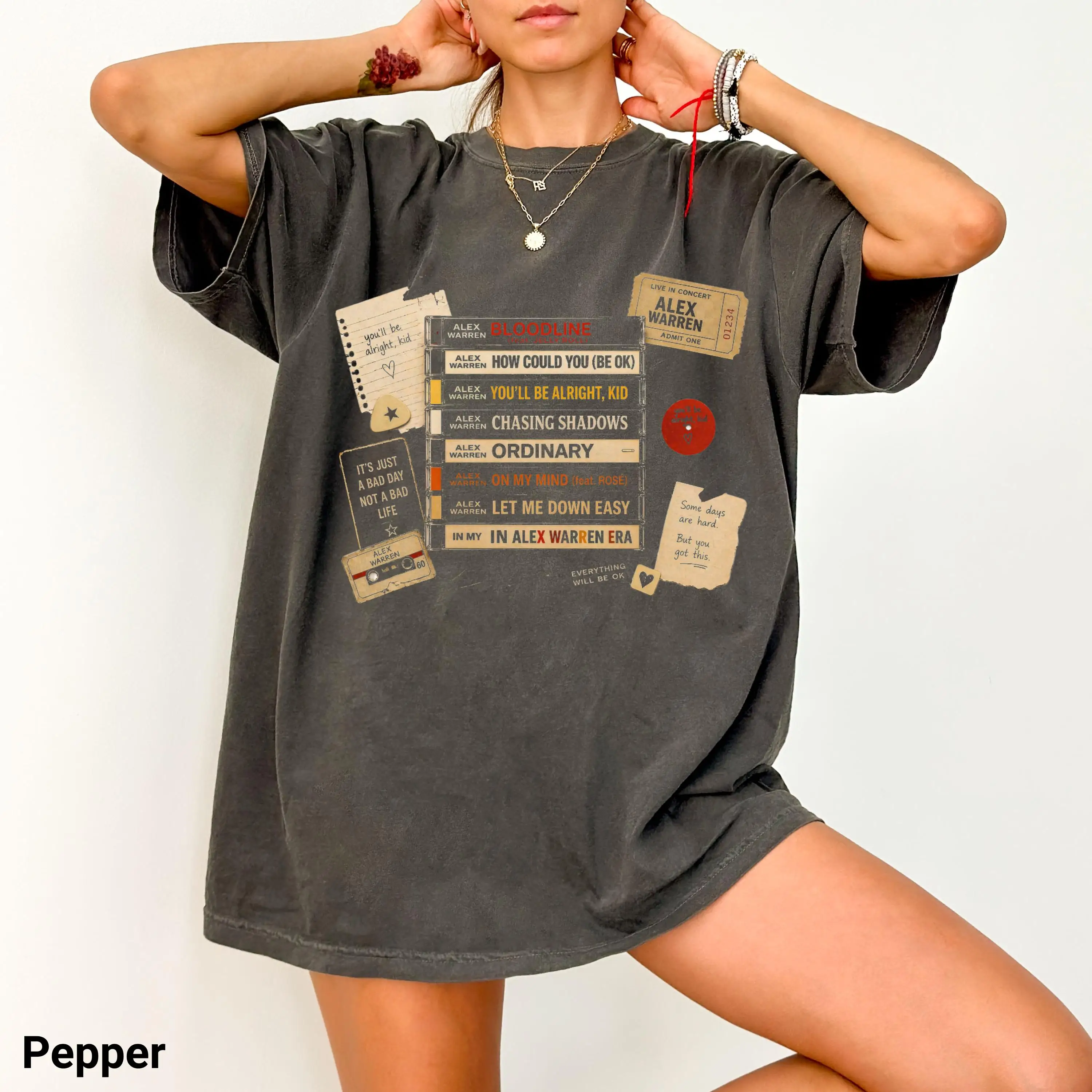 Alex Warren era cassette tape graphic T-shirt, retro music lover T-shirt Couple cotton streetwear shirt women graphic t shirts