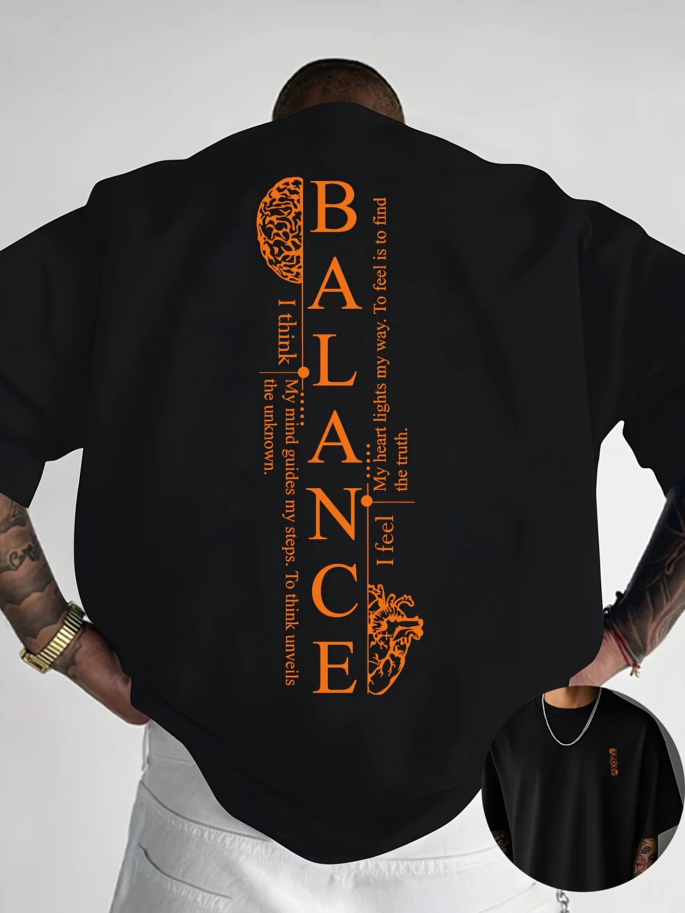 Vertical Red Balance Typography Print on Premium Soft 100% Cotton Mens T shirt Perfect for Summer Streetwear and Casual Vibe
