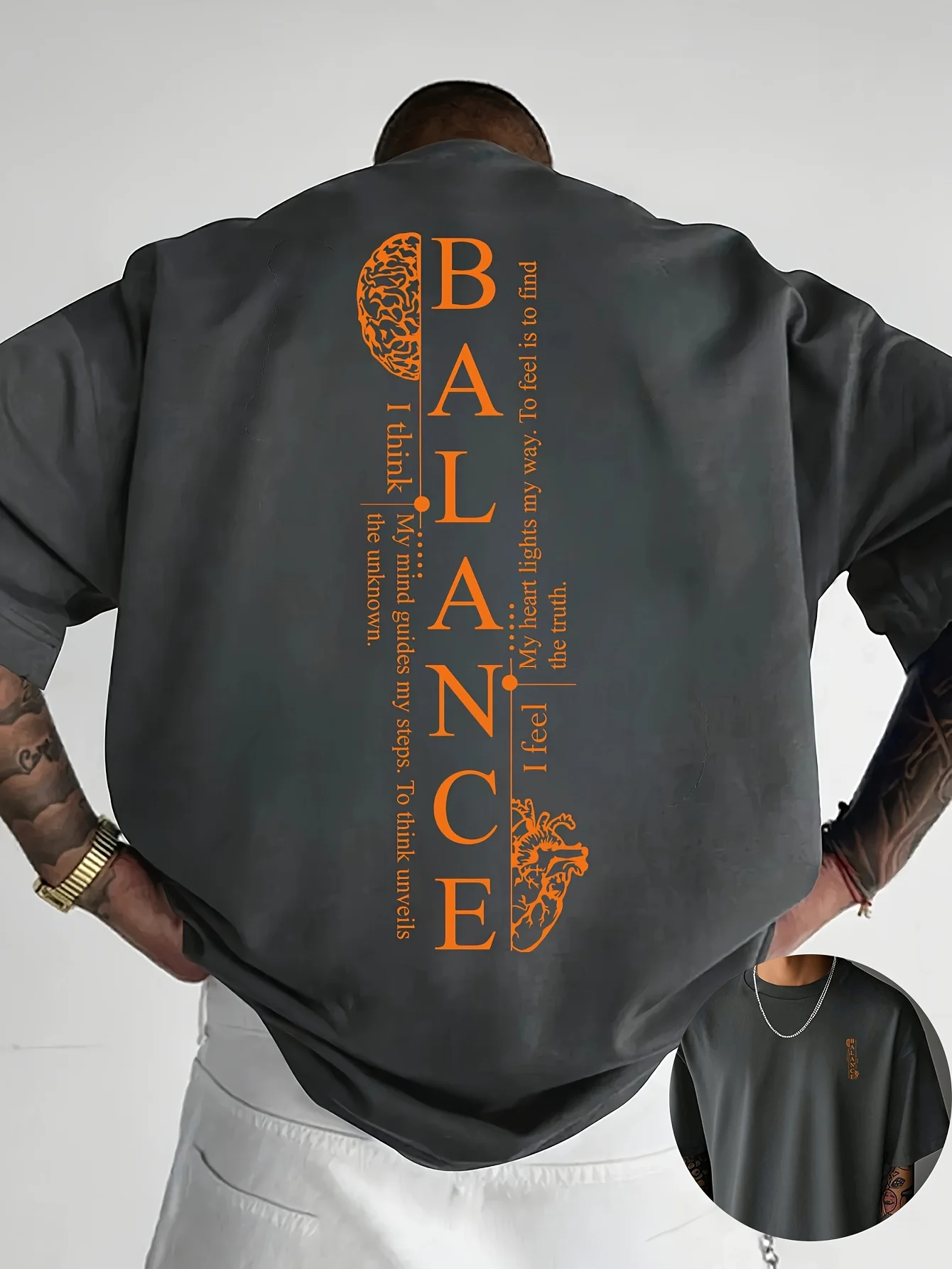 Vertical Red Balance Typography Print on Premium Soft 100% Cotton Mens T shirt Perfect for Summer Streetwear and Casual Vibe