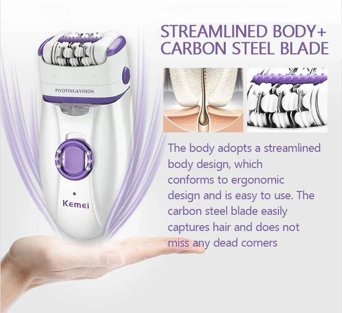 Kemei KM-2668 2-in-1 Women's Shaver Body Shaver for Full Body Shaving Women Hair Remover Electric Body Depilation Machine