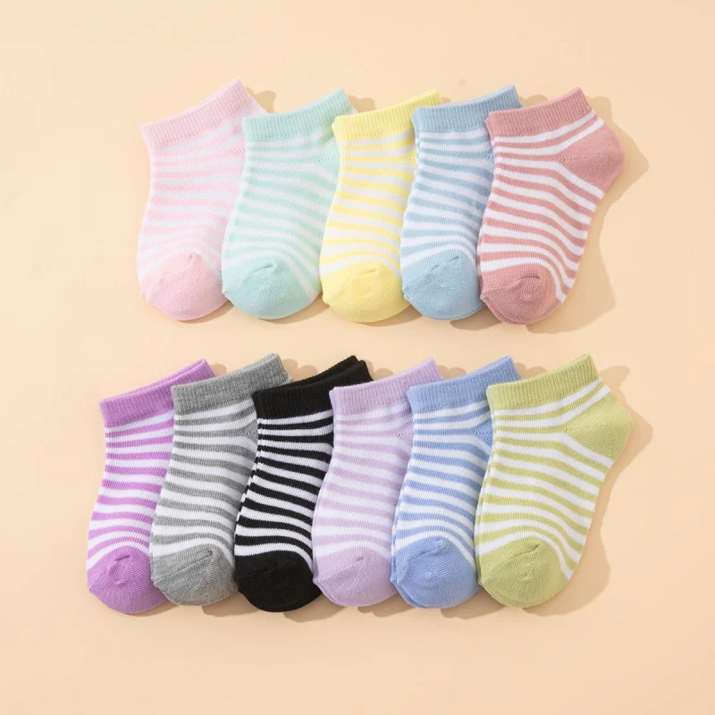 15Pairs Mixed Kid's Short Ankle Socks Sweet Cartoon Smile Heart Print Elastic Toddler Kids Socks for All Seasons