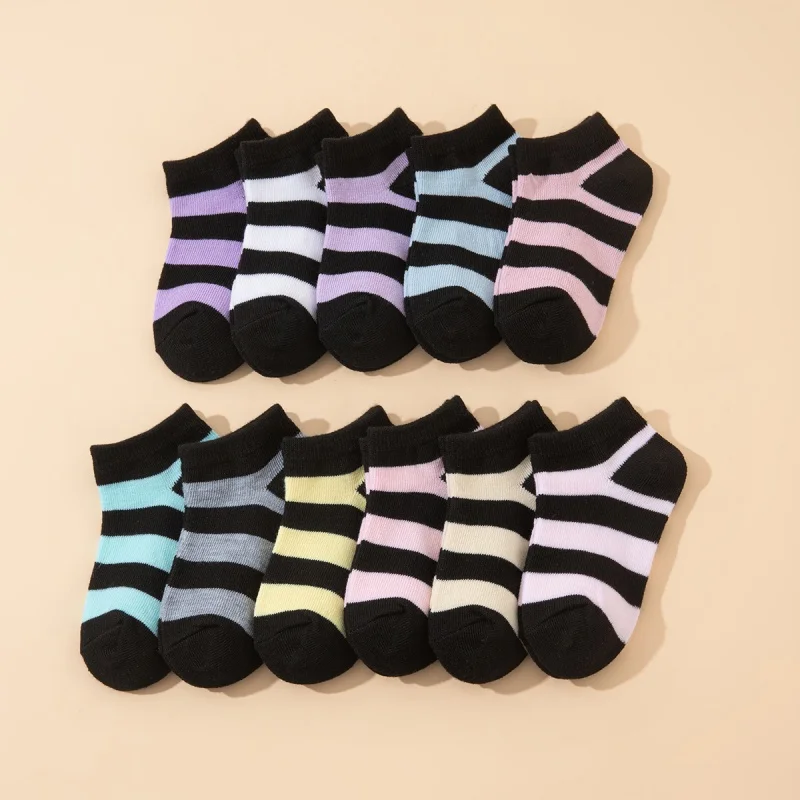 15Pairs Mixed Kid's Short Ankle Socks Sweet Cartoon Smile Heart Print Elastic Toddler Kids Socks for All Seasons