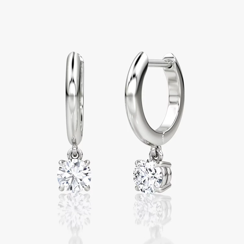 OXTAO Charm Gold/Silver Hoop Earrings Female Jewelry 14K Gold Filled Moissanite Dangle Hoop Earrings 6.5mm D VVS1 with Certified