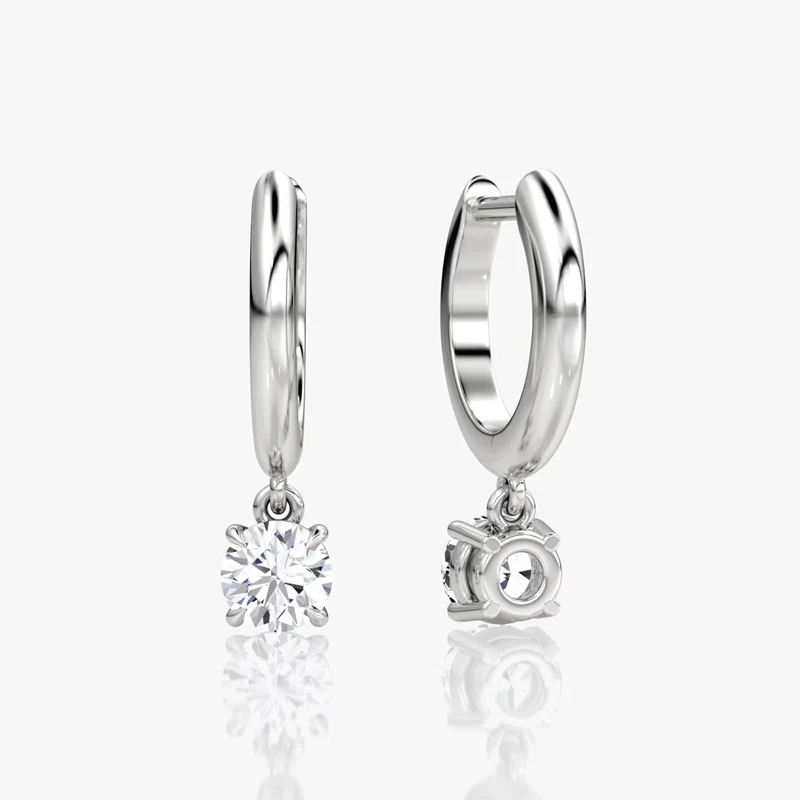 OXTAO Charm Gold/Silver Hoop Earrings Female Jewelry 14K Gold Filled Moissanite Dangle Hoop Earrings 6.5mm D VVS1 with Certified