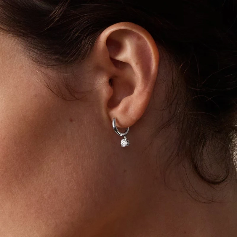 OXTAO Charm Gold/Silver Hoop Earrings Female Jewelry 14K Gold Filled Moissanite Dangle Hoop Earrings 6.5mm D VVS1 with Certified
