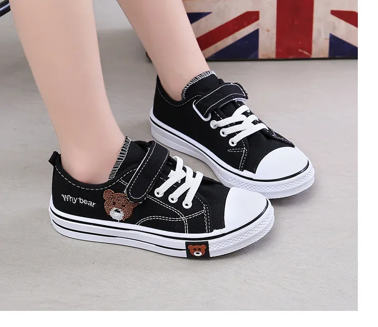 Boys Girls Fashion Board Shoes Kids Student Hook and Loop Slip on Casual Canvas Shoes Children Soft Sole Non Slip Comfort Shoes