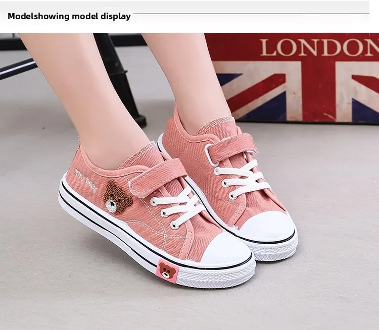 Boys Girls Fashion Board Shoes Kids Student Hook and Loop Slip on Casual Canvas Shoes Children Soft Sole Non Slip Comfort Shoes