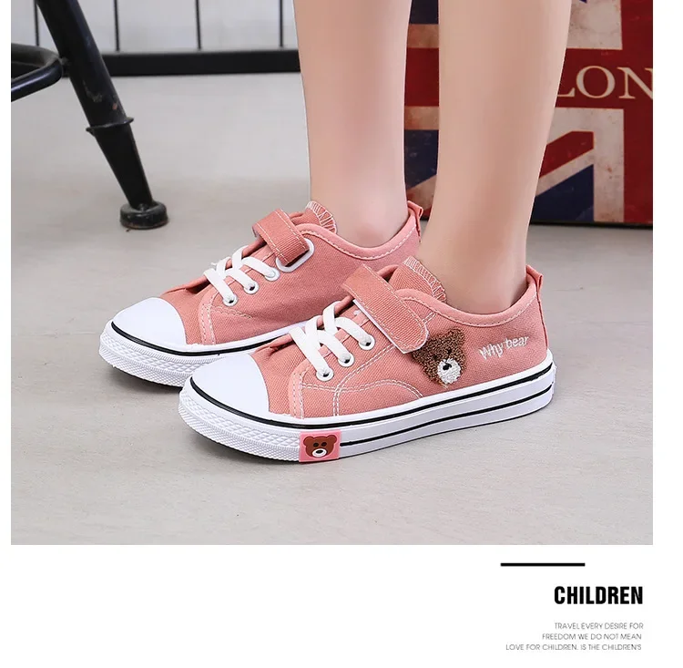 Boys Girls Fashion Board Shoes Kids Student Hook and Loop Slip on Casual Canvas Shoes Children Soft Sole Non Slip Comfort Shoes
