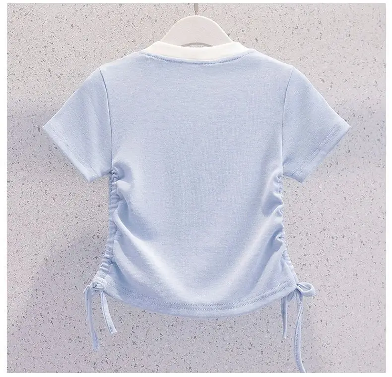 Summer Teenage Girls Clothes Set Children O-Neck Tshirt and Casual Pants Suit Student School Short Sleeve Top Bottom Outfits