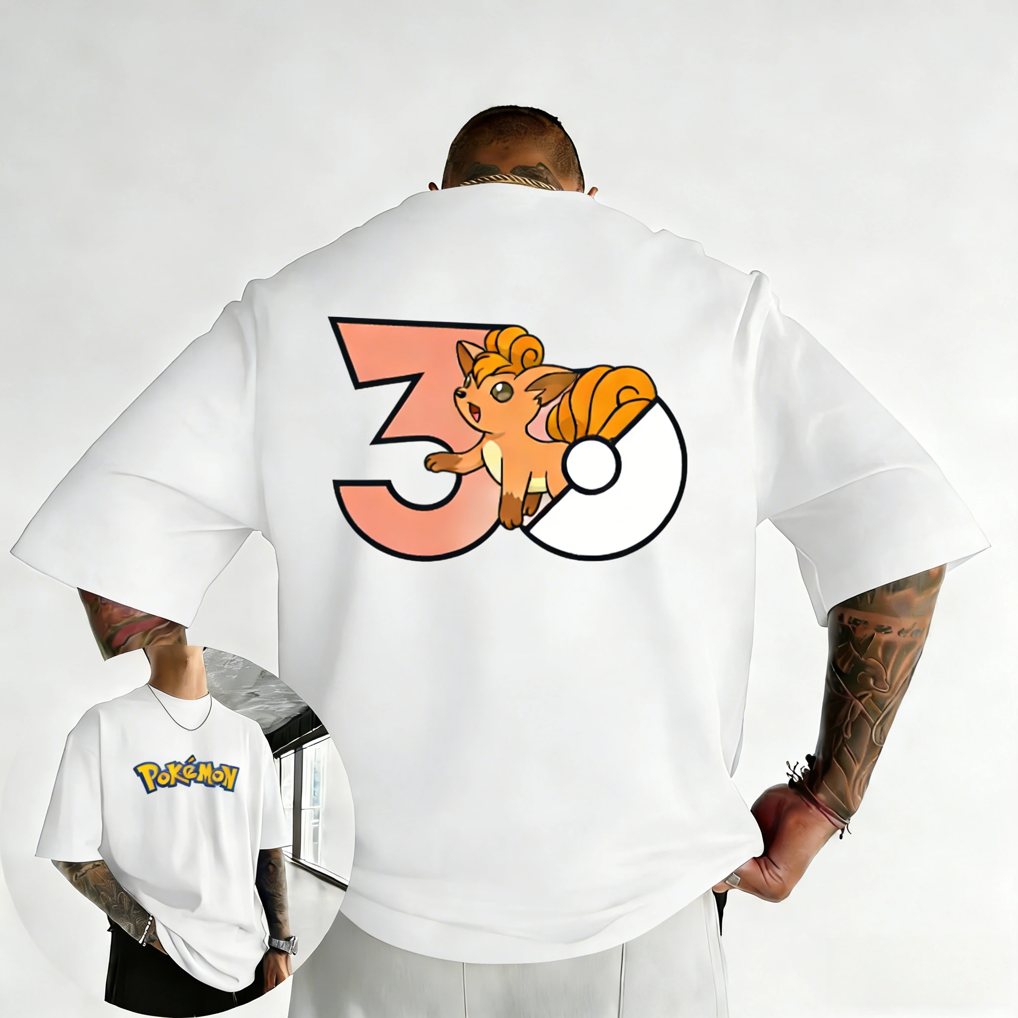 Pokémon 30th Anniversary Vulpix Printed T-shirt Men's and Women's T-shirt High Quality Vintage T-shirt 2026 Summer Streetwear