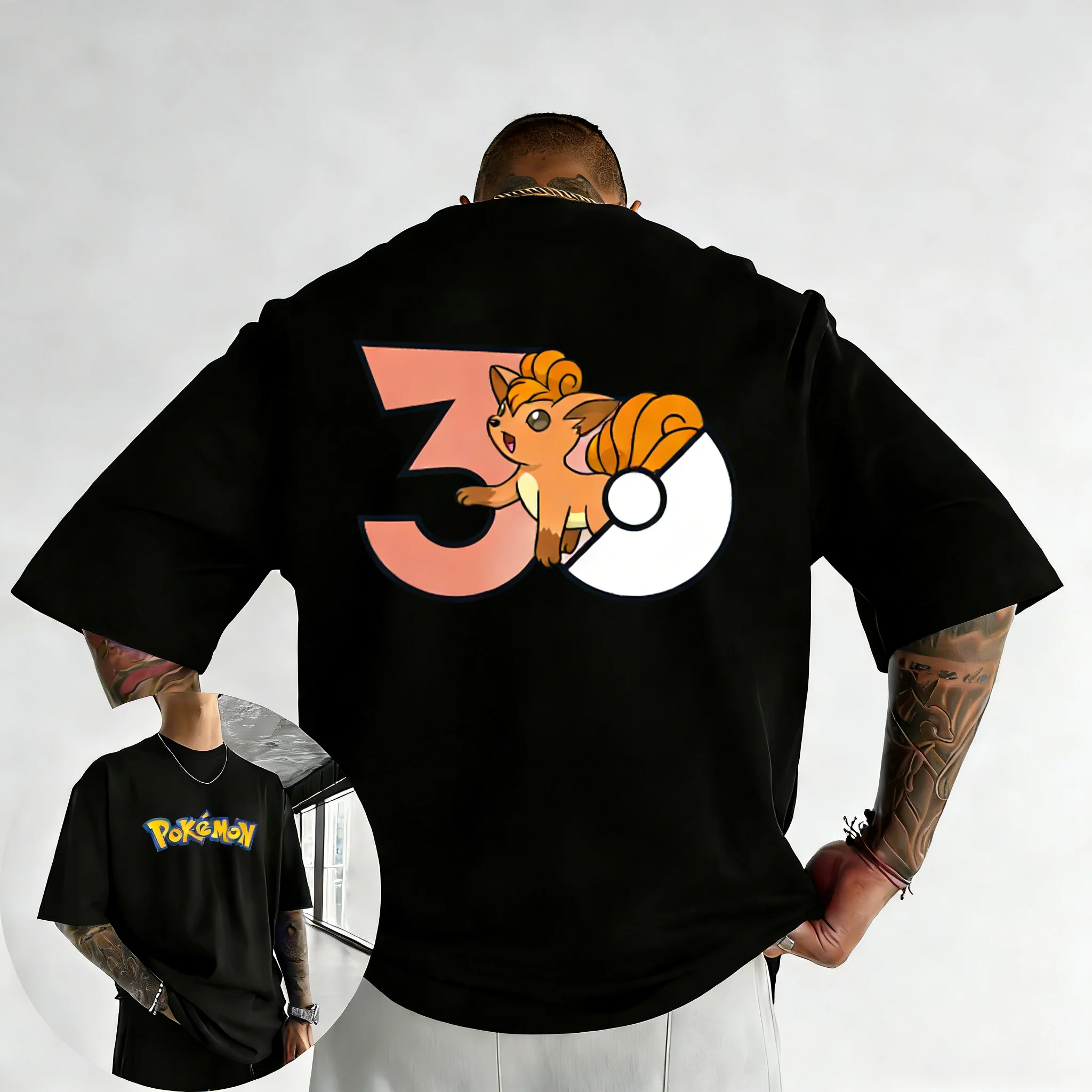 Pokémon 30th Anniversary Vulpix Printed T-shirt Men's and Women's T-shirt High Quality Vintage T-shirt 2026 Summer Streetwear