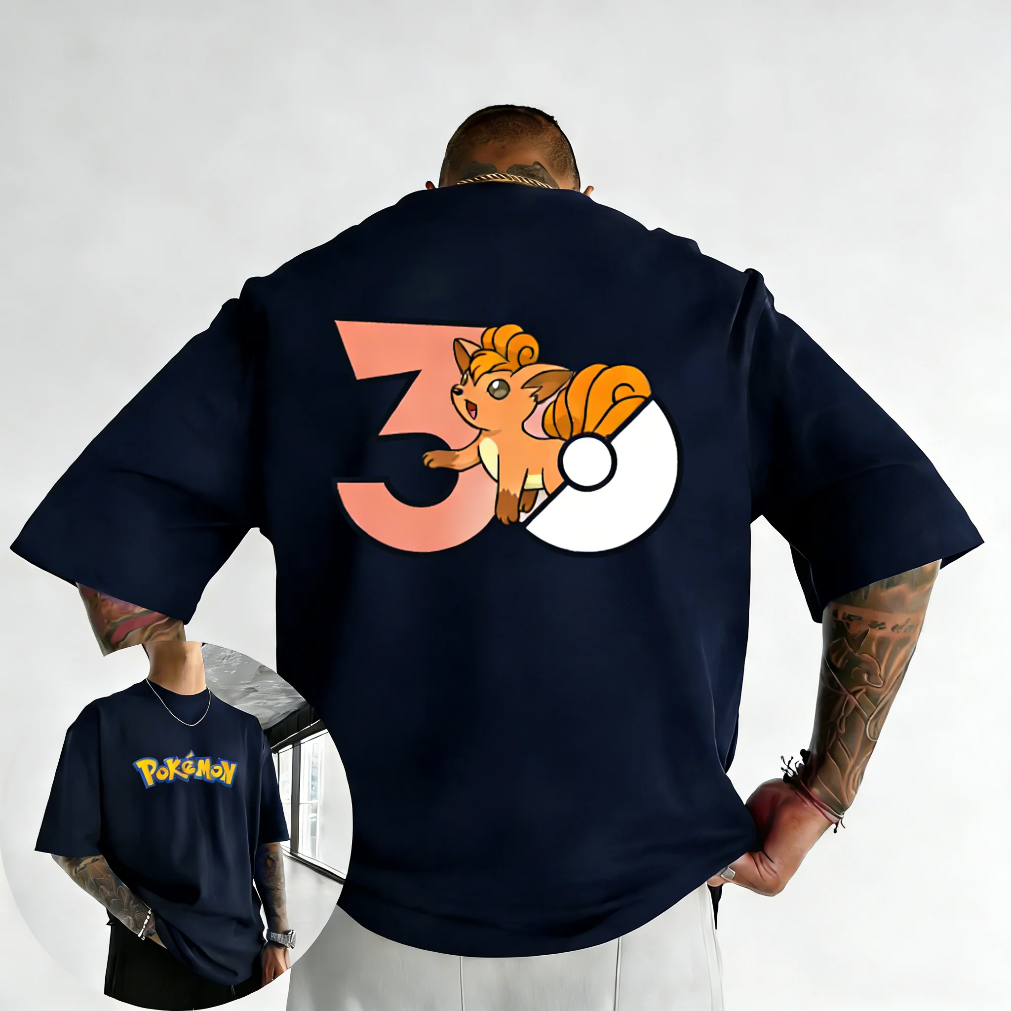 Pokémon 30th Anniversary Vulpix Printed T-shirt Men's and Women's T-shirt High Quality Vintage T-shirt 2026 Summer Streetwear