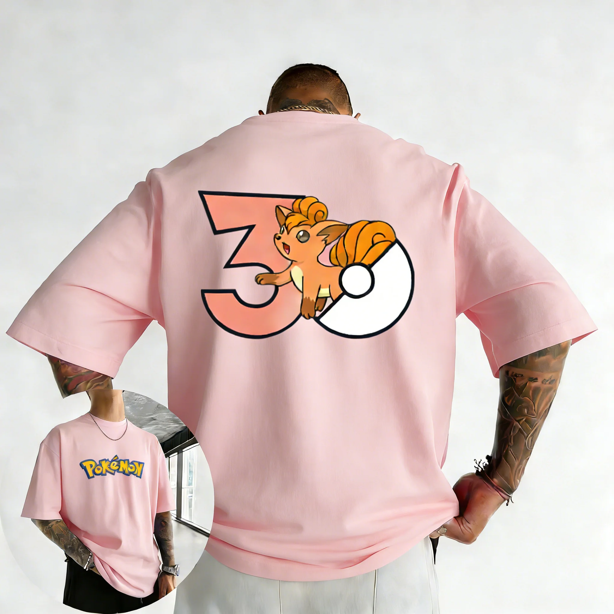 Pokémon 30th Anniversary Vulpix Printed T-shirt Men's and Women's T-shirt High Quality Vintage T-shirt 2026 Summer Streetwear
