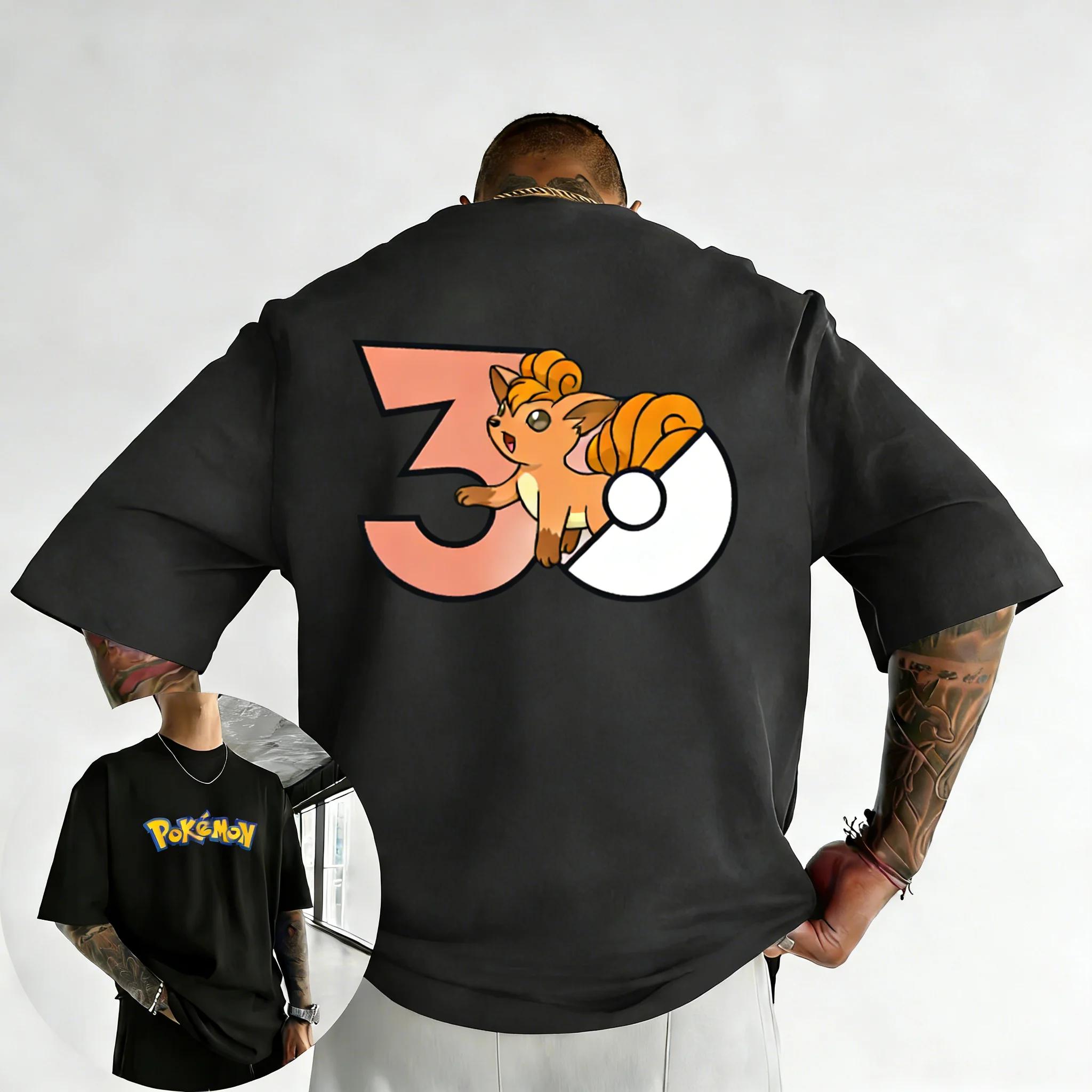 Pokémon 30th Anniversary Vulpix Printed T-shirt Men's and Women's T-shirt High Quality Vintage T-shirt 2026 Summer Streetwear