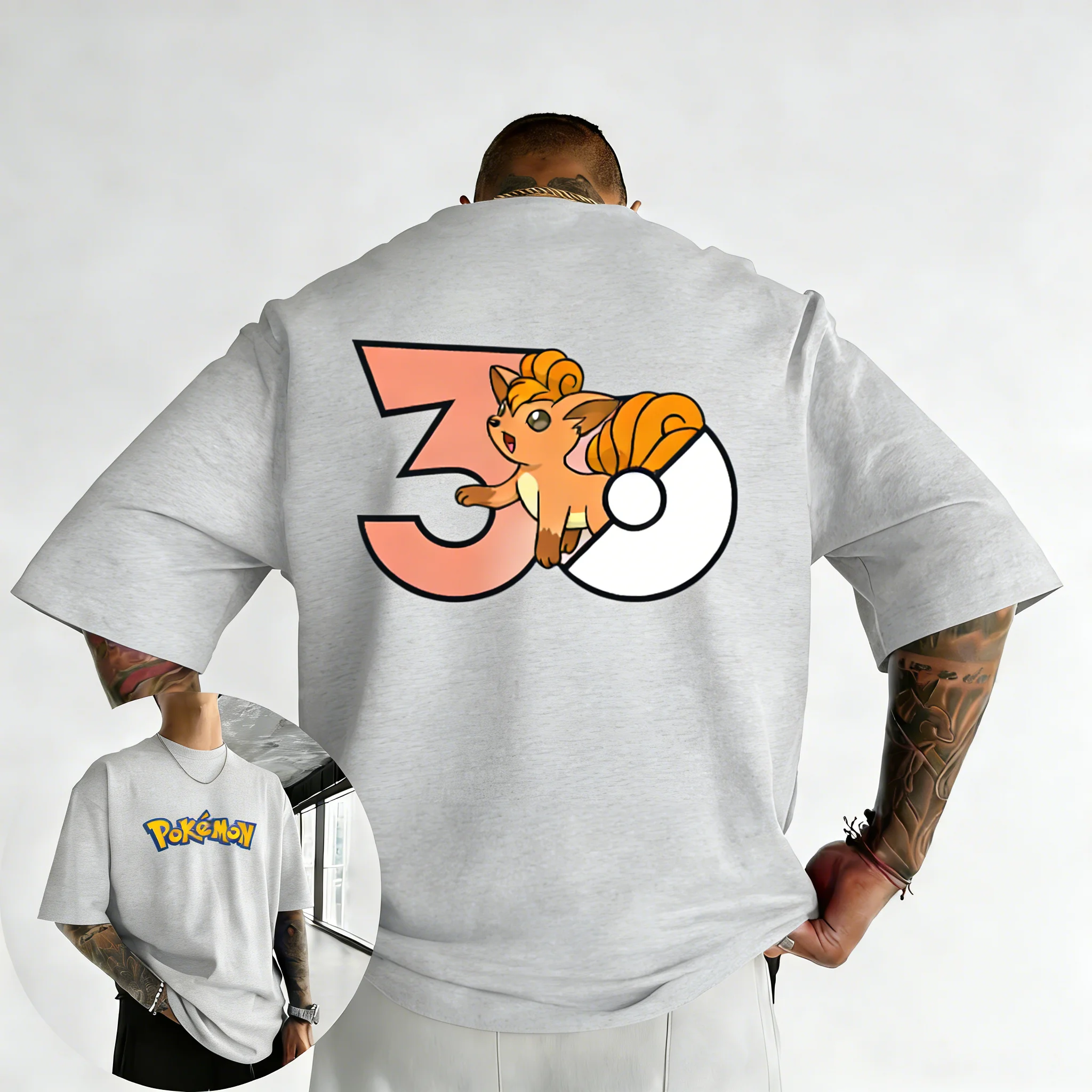 Pokémon 30th Anniversary Vulpix Printed T-shirt Men's and Women's T-shirt High Quality Vintage T-shirt 2026 Summer Streetwear