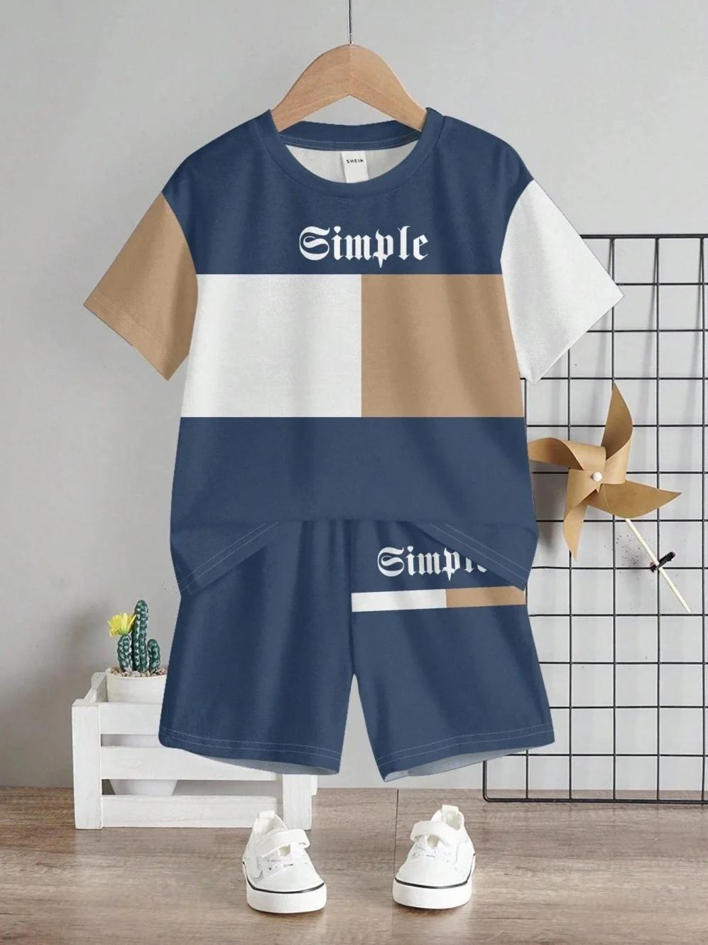 Children's T-Shirt Boy Simple Letter Printed Summer Street Sports Short Sleeve Set Fashion Comfortable Children's Clothing Boys