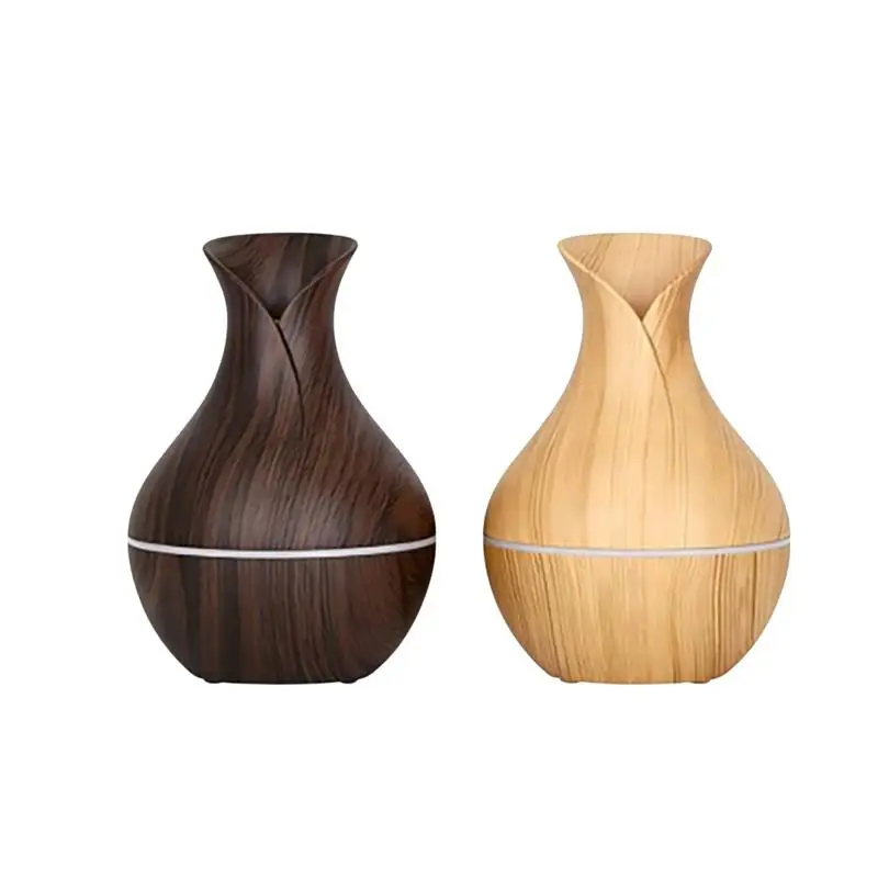 1Pcs Mushroom/Vase Style 200ML Wood Grain LED Light Air Humidifier Aromatherapy Essential Oil Diffuser Colorful Atmosphere Lamp