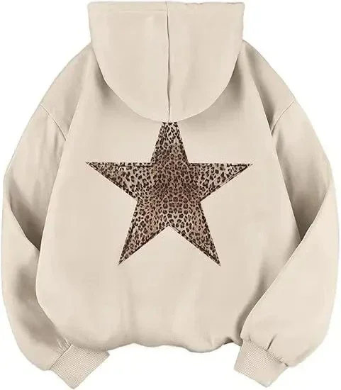 2025 Star Graphic Hoodies Y2k Leopard Print Hooded Sweatshirt Cheetah Hoodie Fashion Casual HipHop Harajuku Unisex Pullover