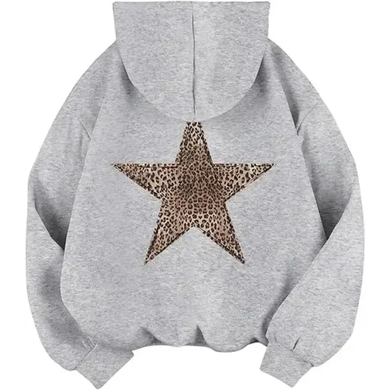 2025 Star Graphic Hoodies Y2k Leopard Print Hooded Sweatshirt Cheetah Hoodie Fashion Casual HipHop Harajuku Unisex Pullover