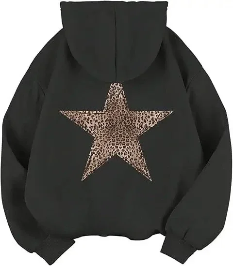 2025 Star Graphic Hoodies Y2k Leopard Print Hooded Sweatshirt Cheetah Hoodie Fashion Casual HipHop Harajuku Unisex Pullover