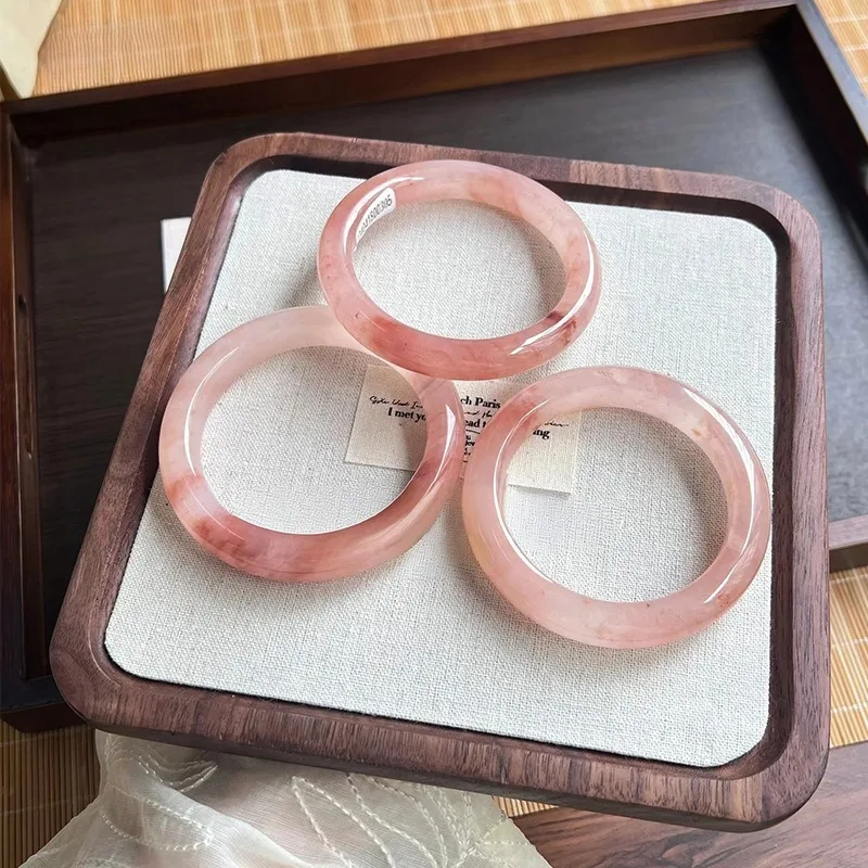Natural Gold Silk Jade Peach Blossom Bracelet, Exquisite and Small Versatile Jewelry