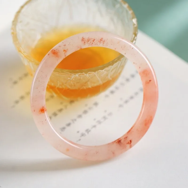 Natural Gold Silk Jade Peach Blossom Bracelet, Exquisite and Small Versatile Jewelry
