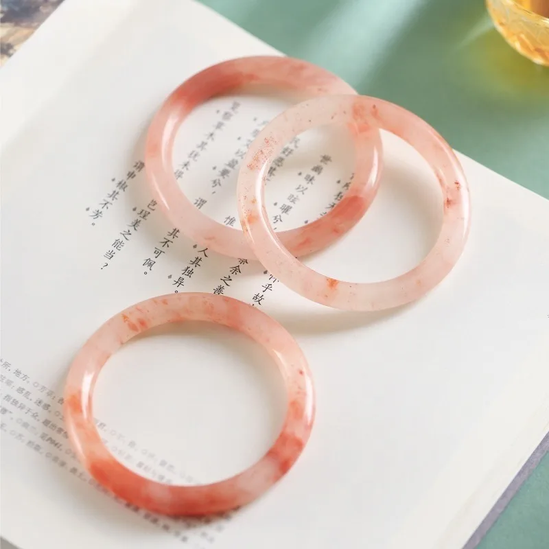 Natural Gold Silk Jade Peach Blossom Bracelet, Exquisite and Small Versatile Jewelry
