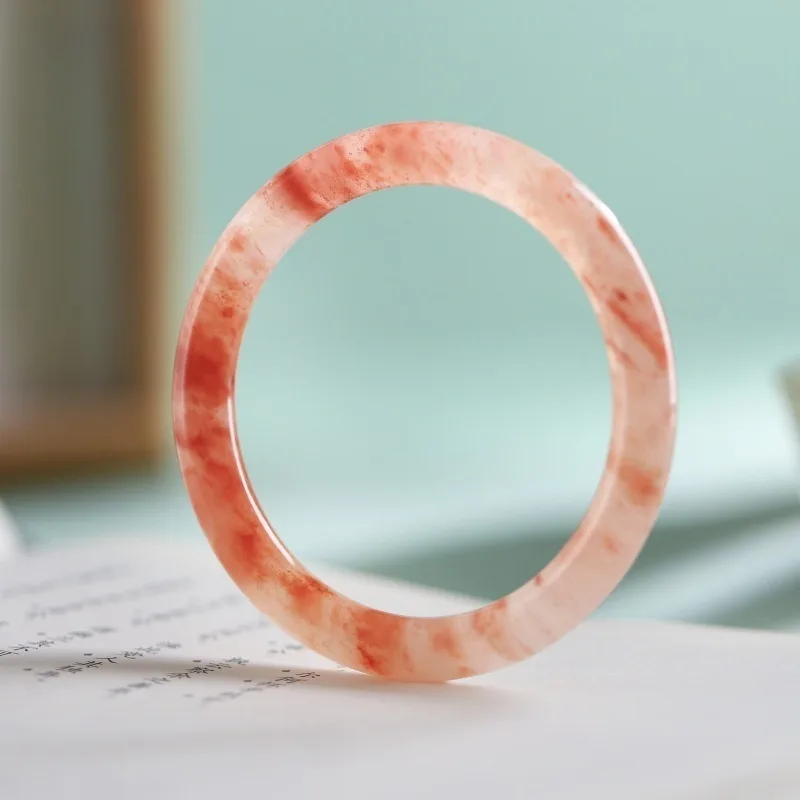 Natural Gold Silk Jade Peach Blossom Bracelet, Exquisite and Small Versatile Jewelry
