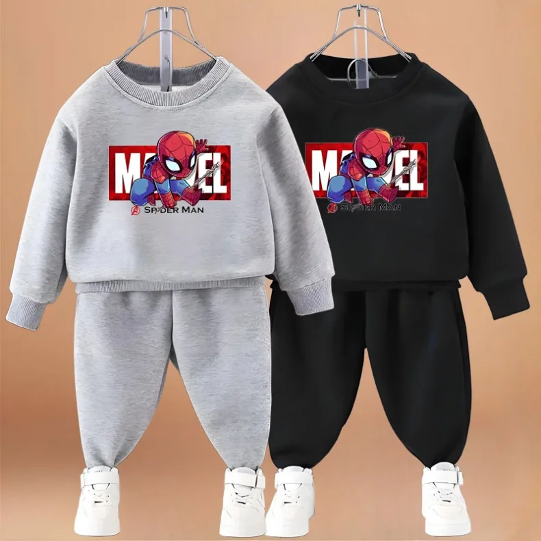 2026 Spring Autumn Boys Sweatshirt Sets Kids Cute Cartoon Printed Hoodies and Pants 2pcs Sets Children's Long Sleeved Clothes