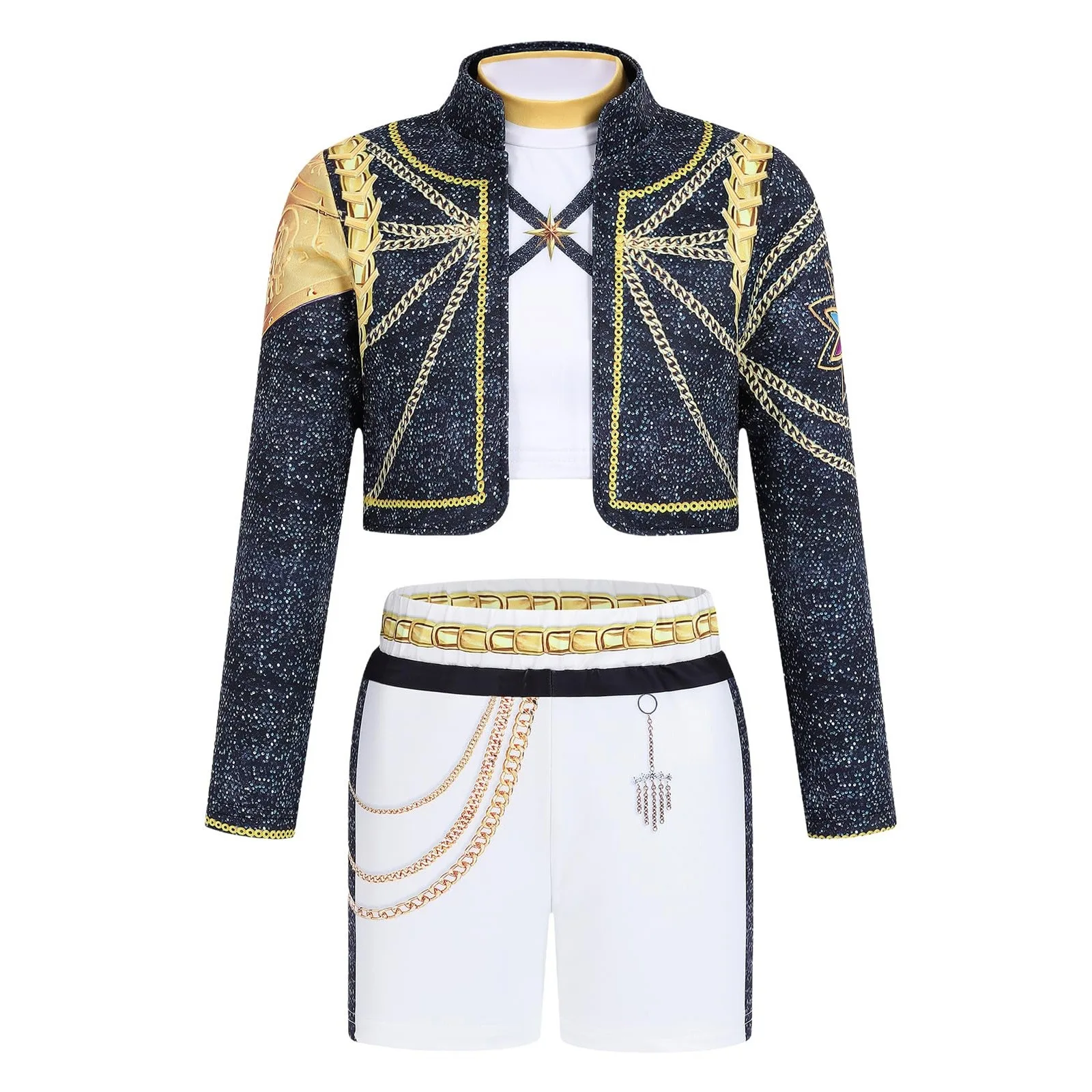 Kids Pop Music Singer Role Play 3 Pieces Clothing Set Korean Style Costume Stage Performance Girls Team Uniform Vest+Coat+Pants