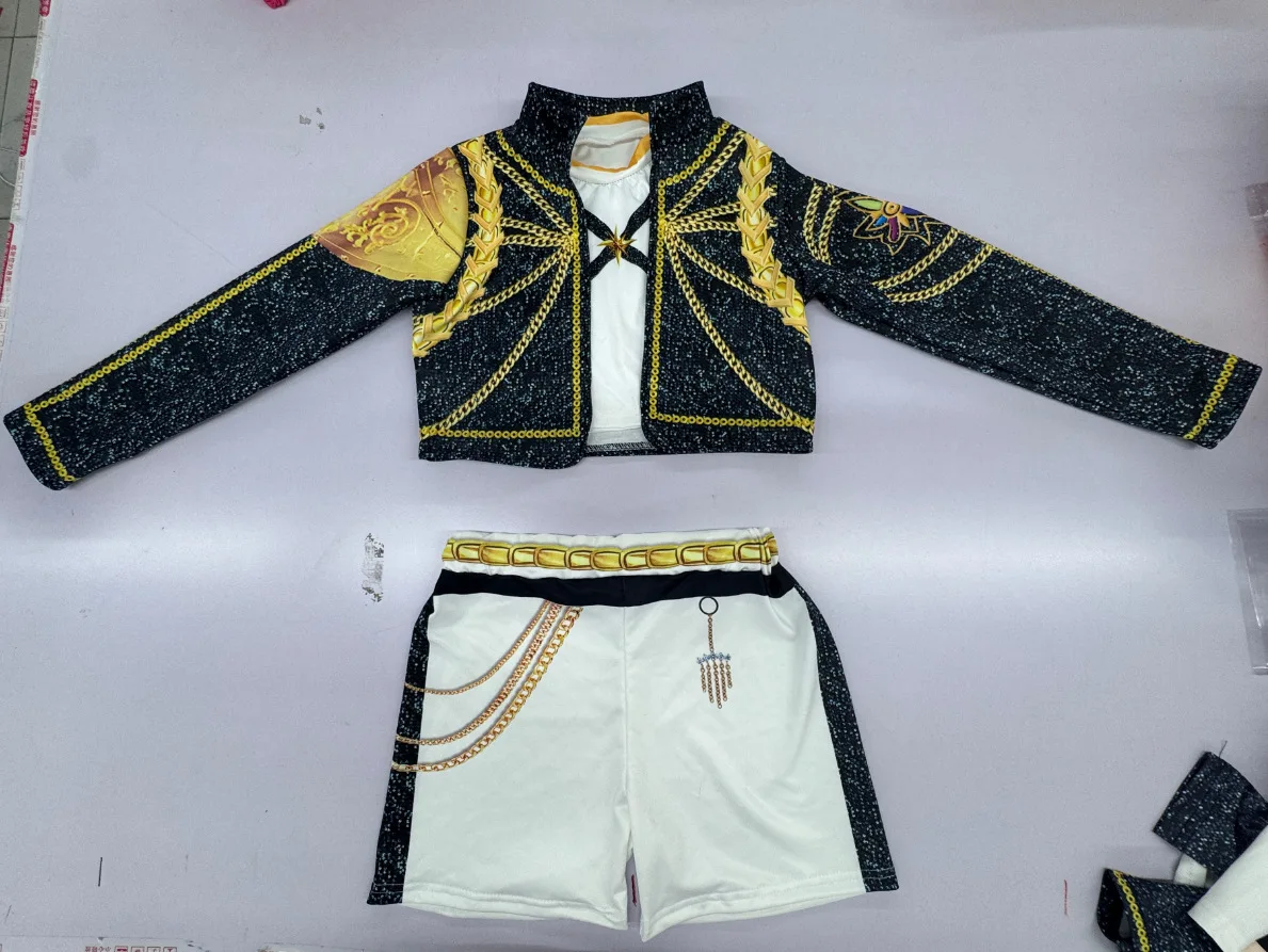 Kids Pop Music Singer Role Play 3 Pieces Clothing Set Korean Style Costume Stage Performance Girls Team Uniform Vest+Coat+Pants