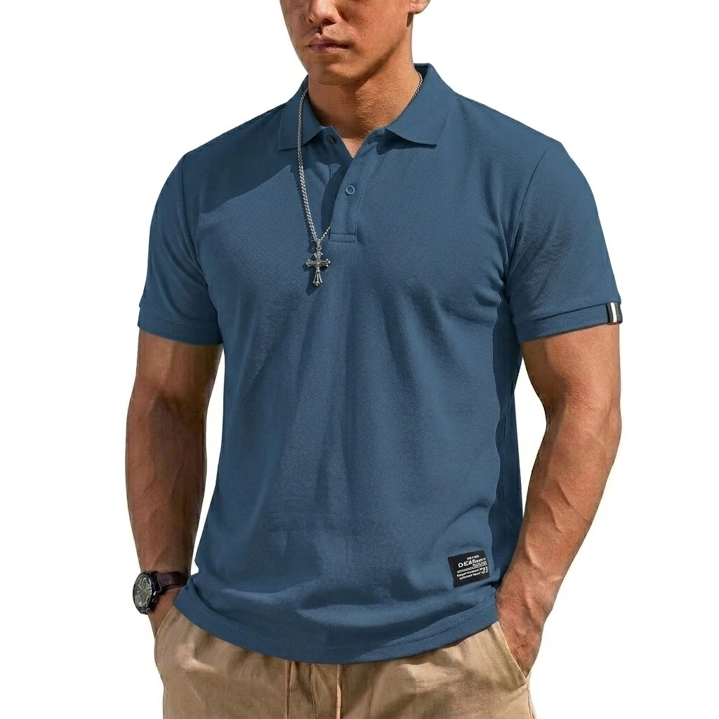 Summer Men's T-shirts Short Sleeve Loose Polo Shirts Casual Hikking Shirt Lightweight T Shirt for Work Athletic Clothes of Man