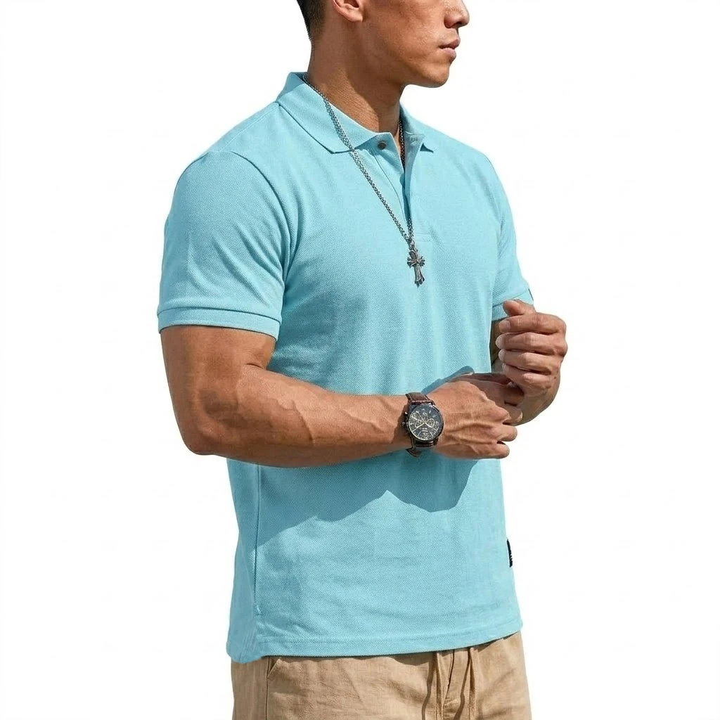 Summer Men's T-shirts Short Sleeve Loose Polo Shirts Casual Hikking Shirt Lightweight T Shirt for Work Athletic Clothes of Man
