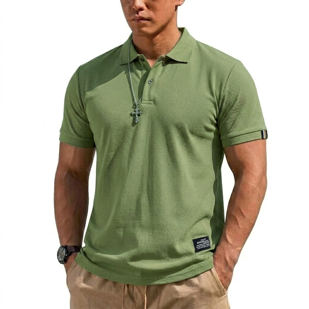 Summer Men's T-shirts Short Sleeve Loose Polo Shirts Casual Hikking Shirt Lightweight T Shirt for Work Athletic Clothes of Man