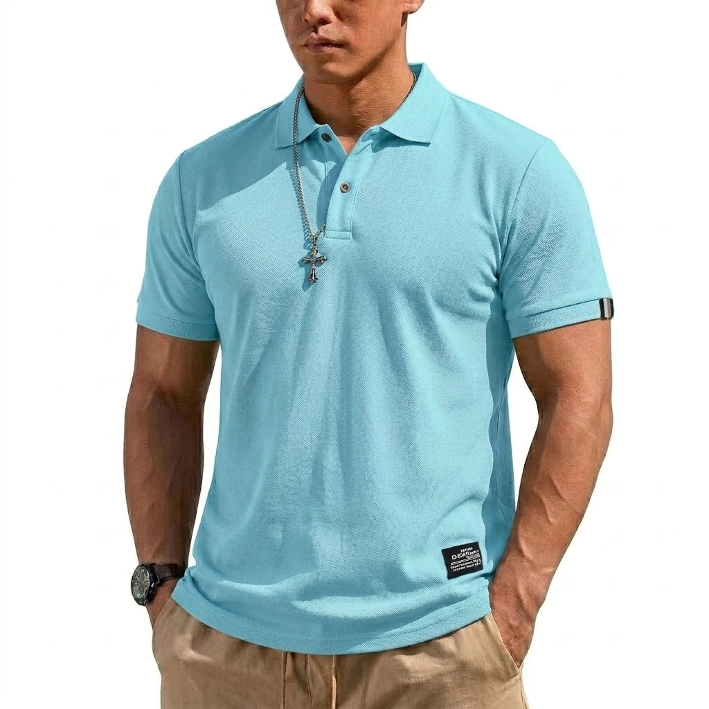 Summer Men's T-shirts Short Sleeve Loose Polo Shirts Casual Hikking Shirt Lightweight T Shirt for Work Athletic Clothes of Man