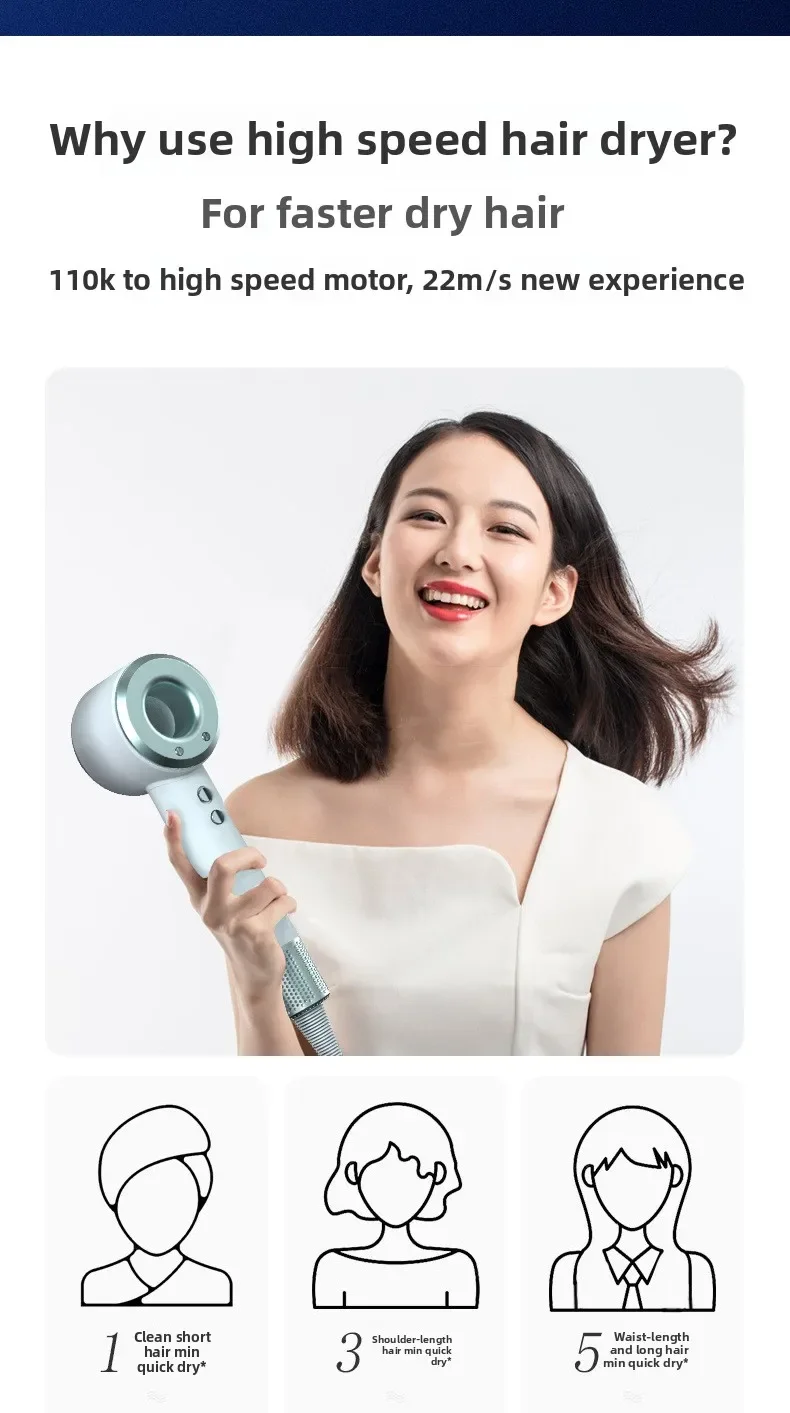 2026 New Professional Anion 5 in 1 Professional Hair Dryer Bladeless Temperature Control Lightweight for Smooth Hair Styling